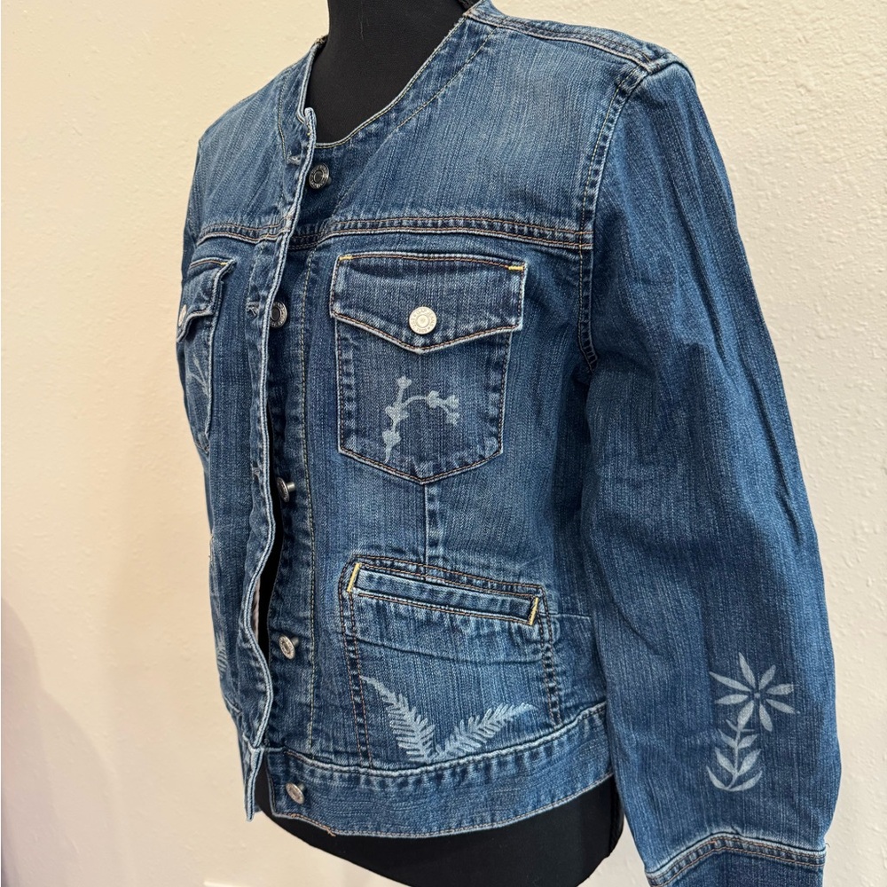 Custom Botanical Art | Upcycled GAP Jean Jacket | Forestcore Statement Piece - Picture 2 of 12